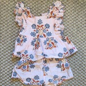 Pink Chicken Pink Floral Ruffle Tank & Shorts Set